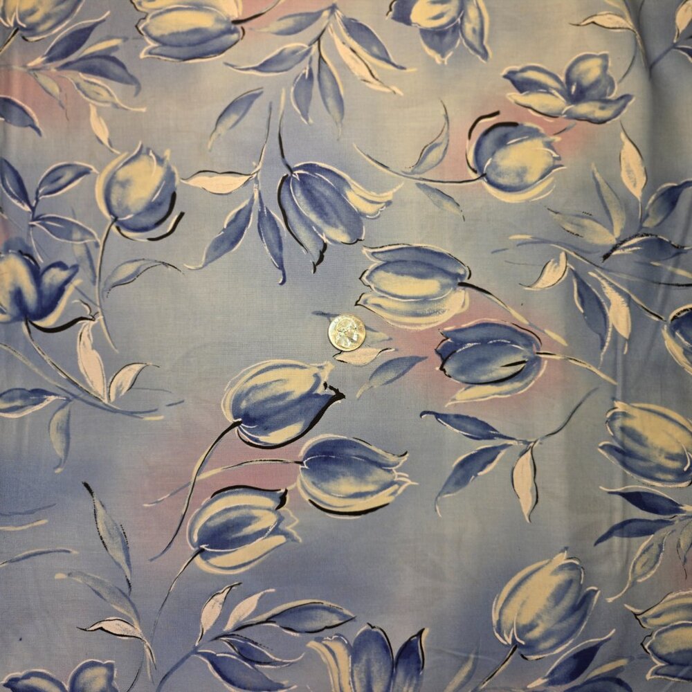 Large Blue Tulips Cotton Quilting Fabric Jo-Ann Fabrics 36 x 44 inches wide - Picture 2 of 13